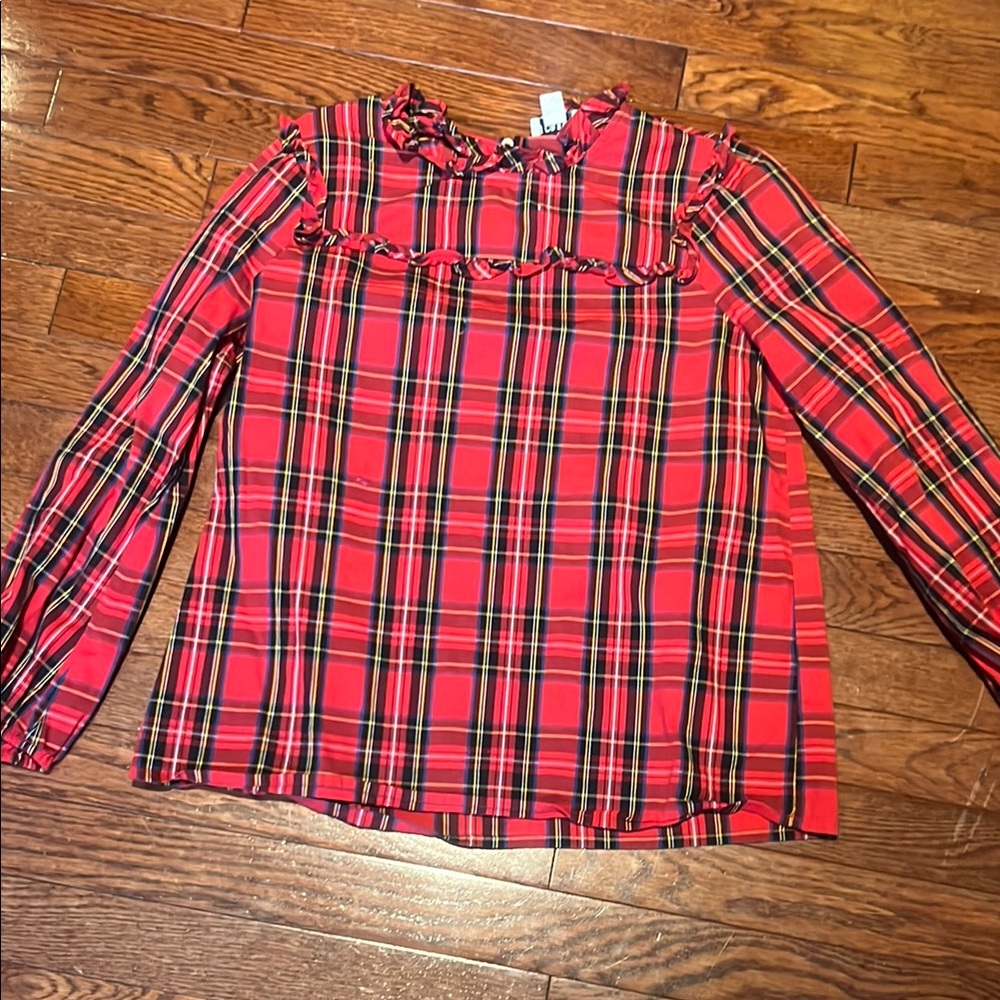 Worn once JCREW red plaid long sleeve shirt
